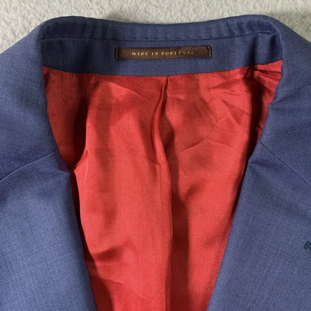 J. Hilburn Custom Blazer 42L Vitale Barberis Canonico Italian Wool Blue Jacket